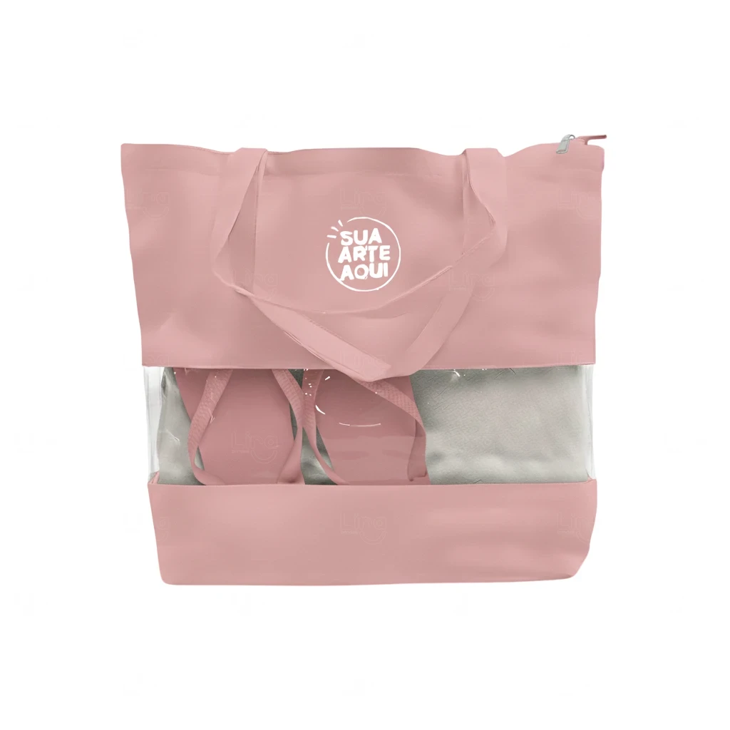 Sacola de Praia com Visor Transparente Personalizada 