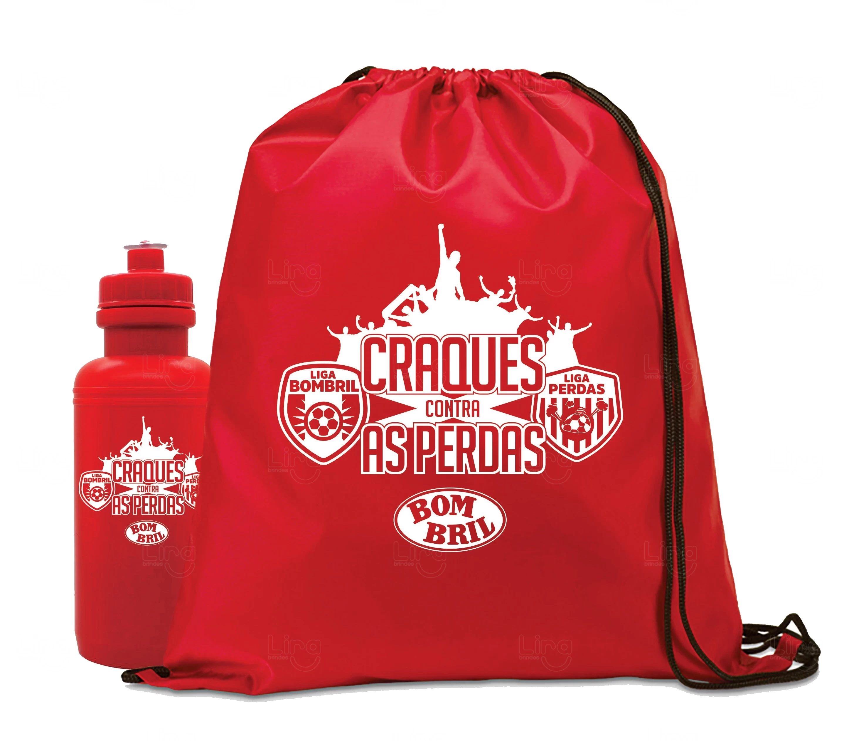 Kit Sacochila e Squeeze Personalizado para Eventos Vermelho