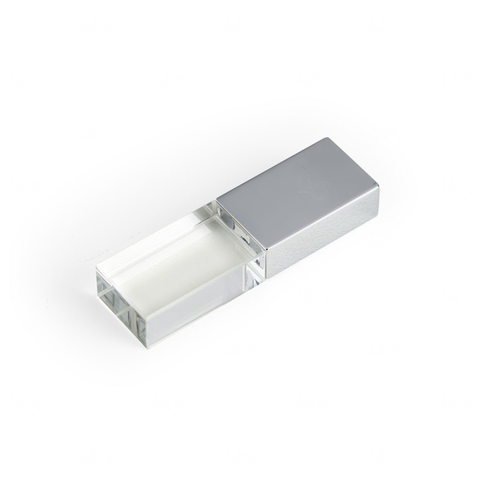 Pen Drive de Vidro com Tampa Espelhada Personalizado 