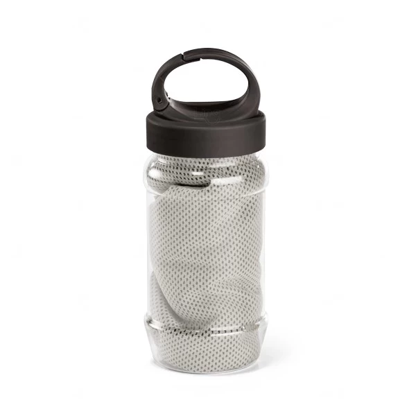Kit Esportivo Toalha Refrescante e Garrafa Personalizado Cinza