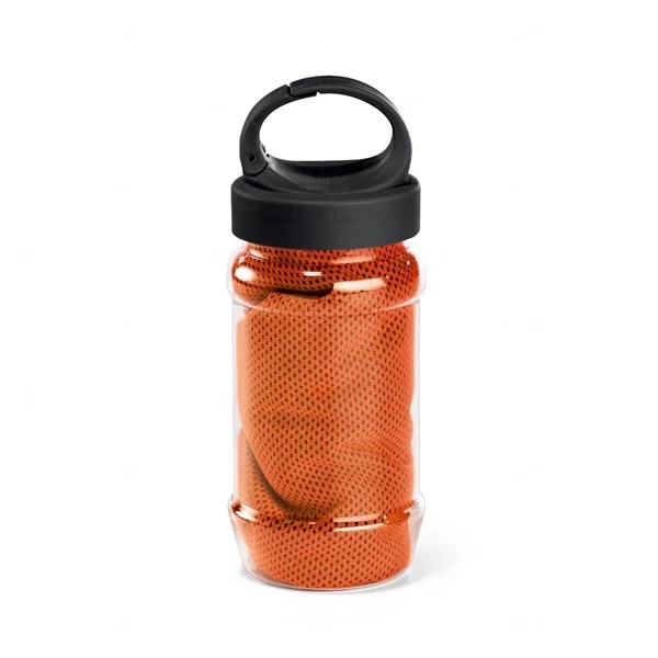 Kit Esportivo Toalha Refrescante e Garrafa Personalizado Laranja