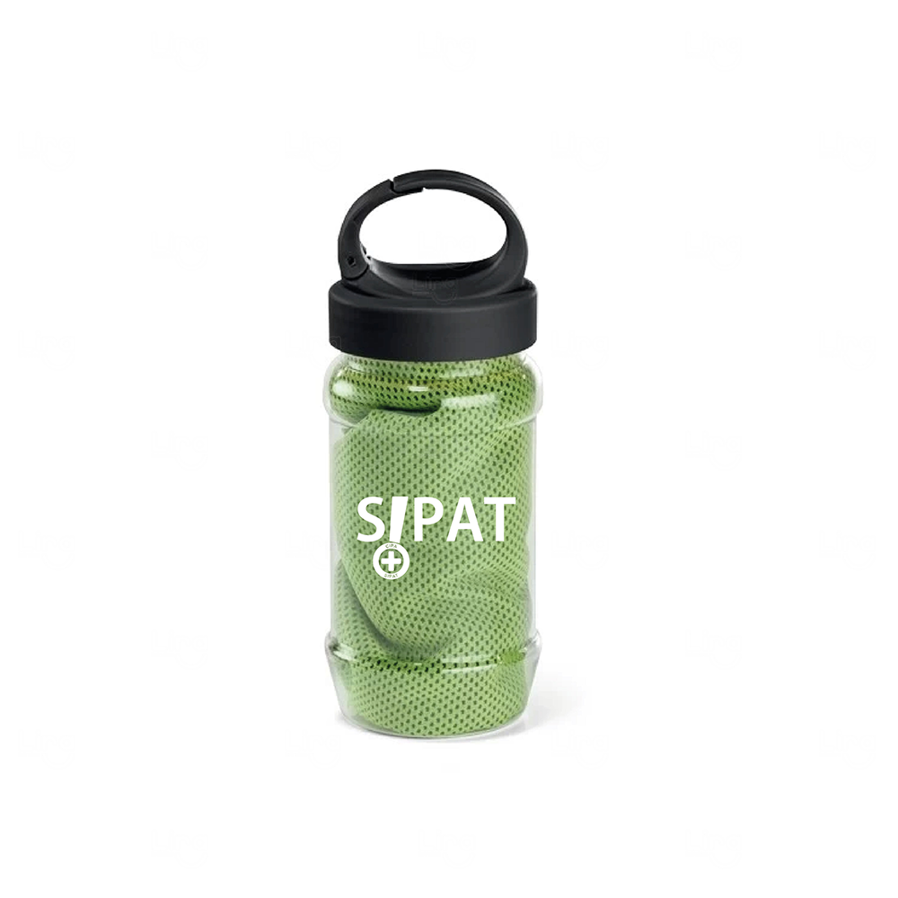 Kit Esportivo Toalha Refrescante e Garrafa Personalizado Verde