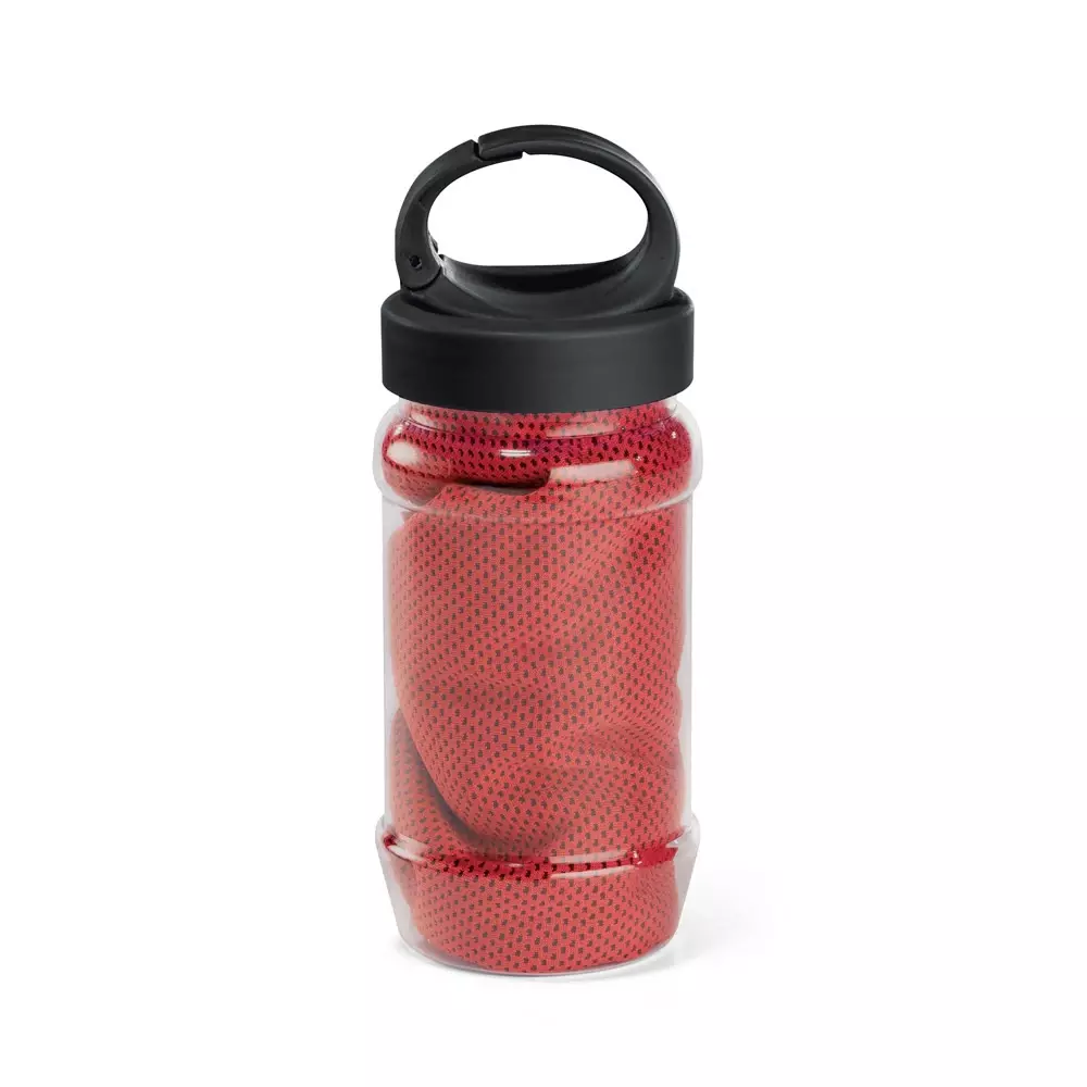 Kit Esportivo Toalha Refrescante e Garrafa Personalizado Vermelho