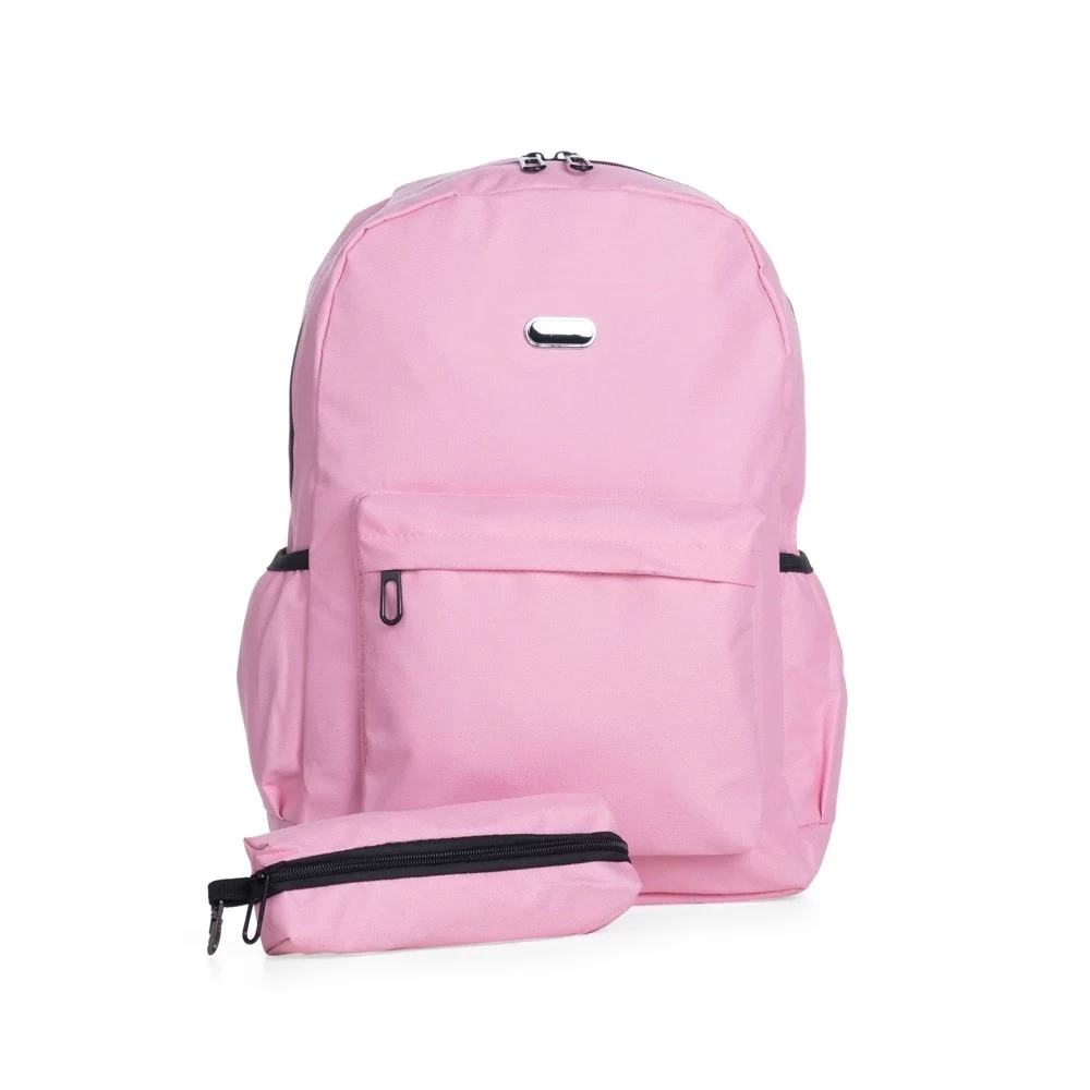 Mochila com Estojo Personalizada Rosa Claro