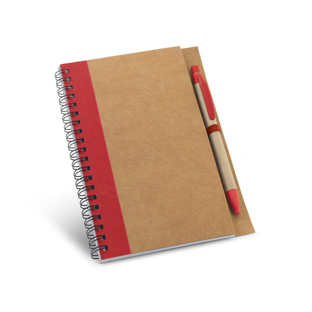 Caderno Ecológico B6 com Caneta Personalizado - 17,7 x 13 cm Vermelho