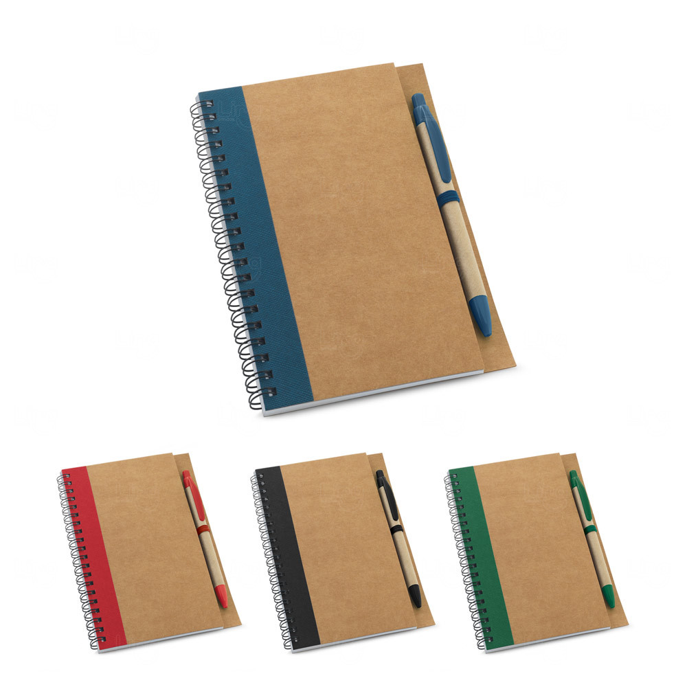 Caderno Ecológico B6 com Caneta Personalizado - 17,7 x 13 cm 