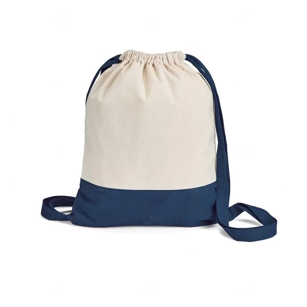 Sacochila de Algodão Personalizada - 35 x 43 cm Azul Escuro