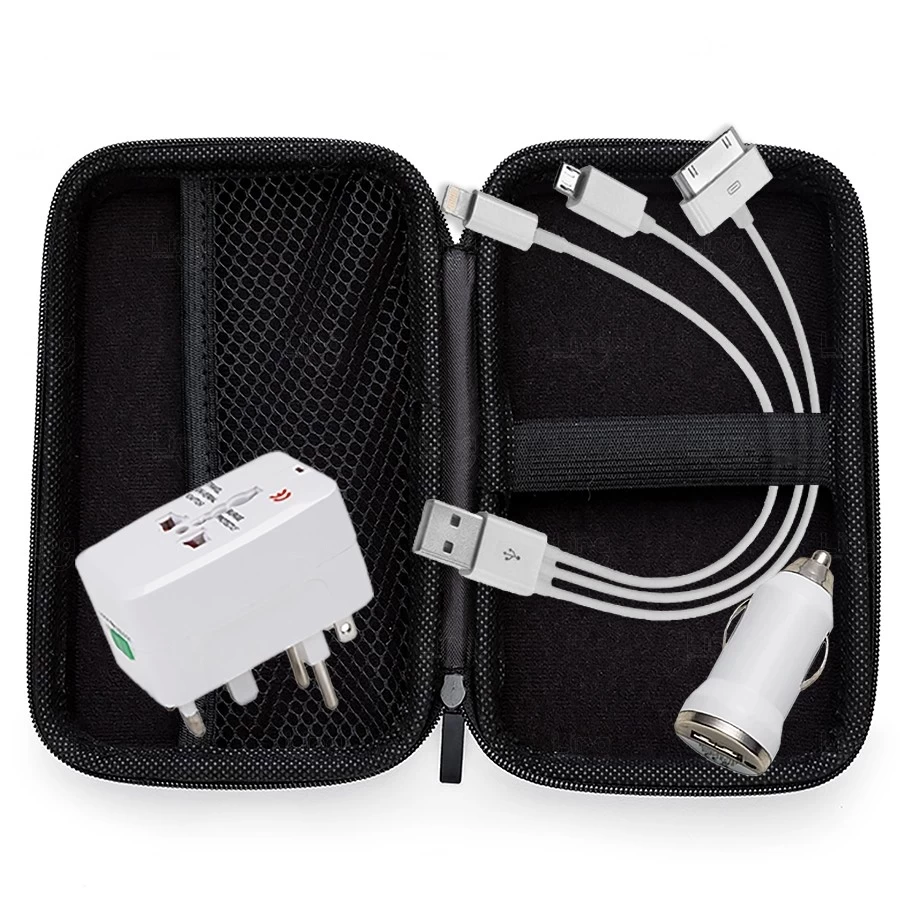 Kit Carregador, Adaptador e Cabo com Case Personalizada 