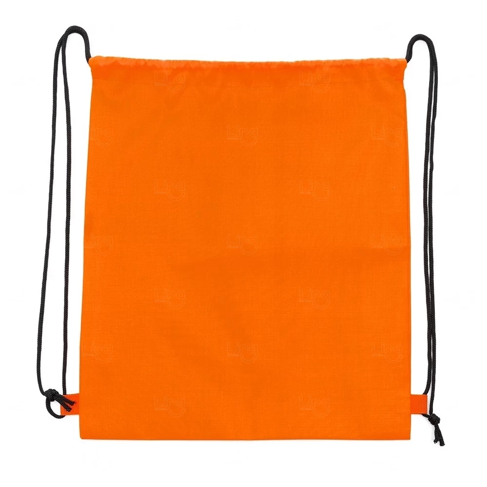 Mochila Saco em Poliéster Personalizada - 40,5 x 33,8 cm Laranja