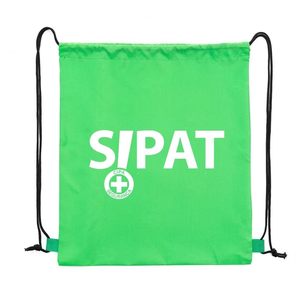 Mochila Saco em Poliéster Personalizada - 40,5 x 33,8 cm Verde