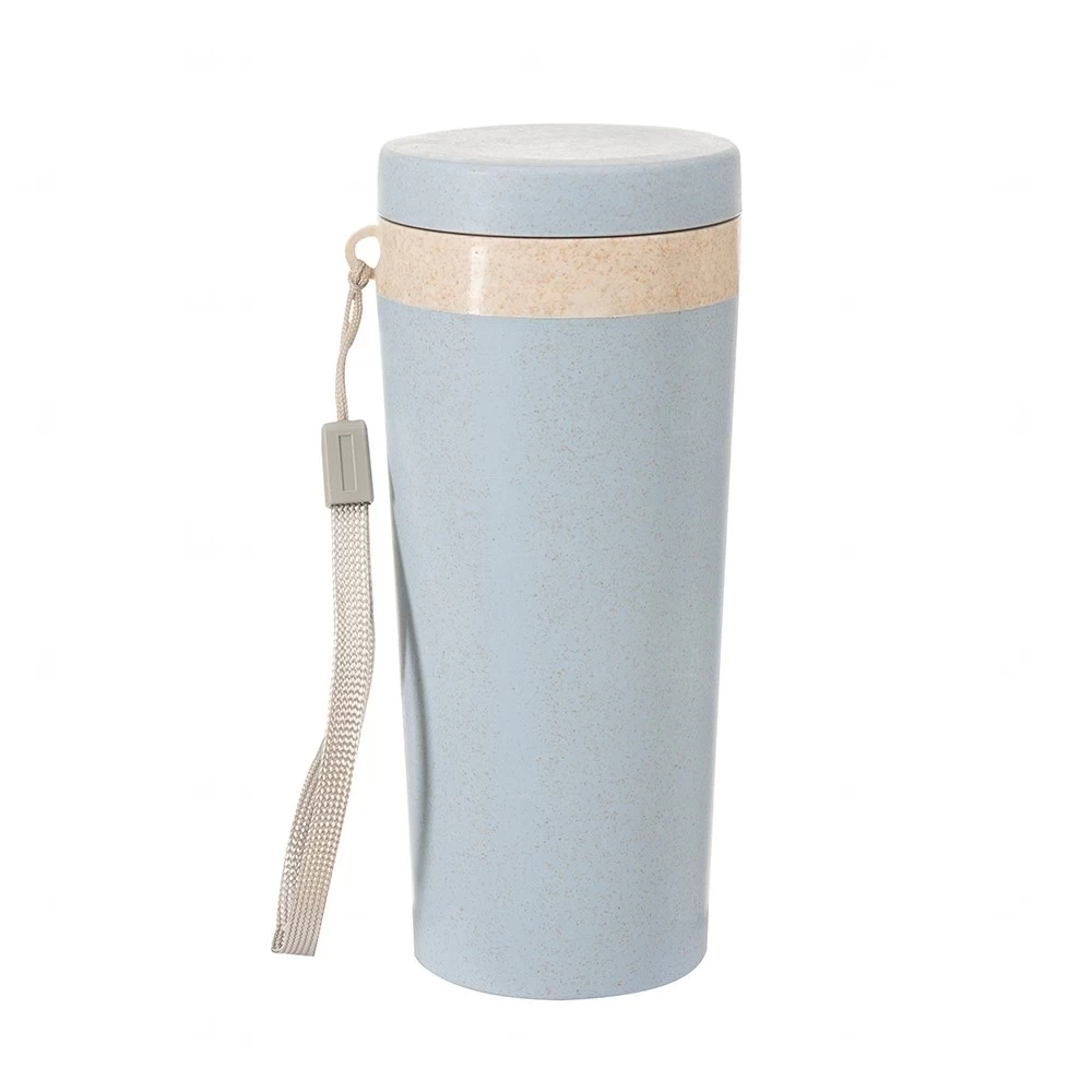 Copo Fibra de Bambu 350ml Isotérmico Personalizado Azul Claro