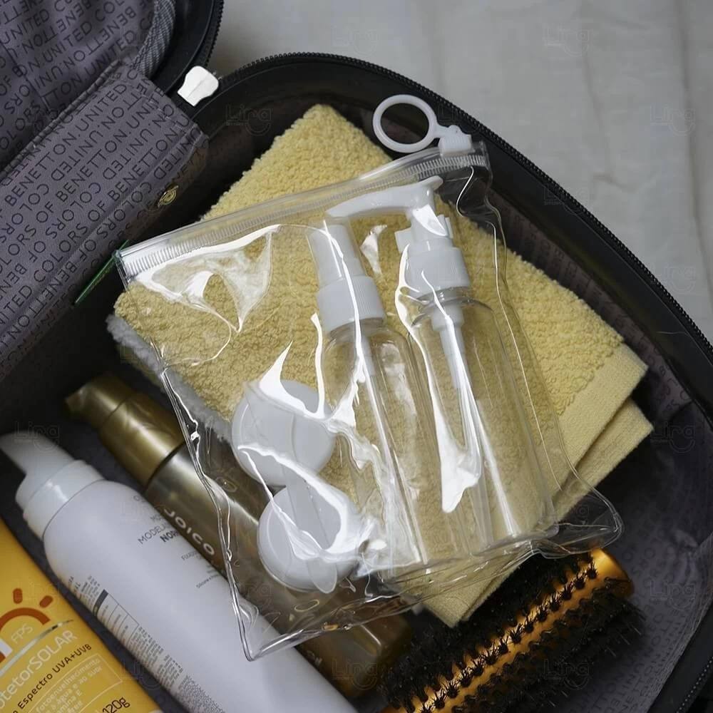 Kit Viagem 5 Peças para Líquidos e Cremes Personalizado 