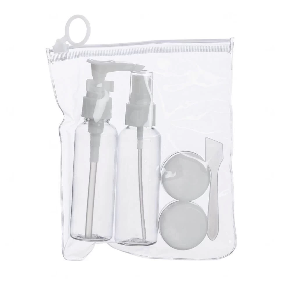 Kit Viagem 5 Peças para Líquidos e Cremes Personalizado Branco