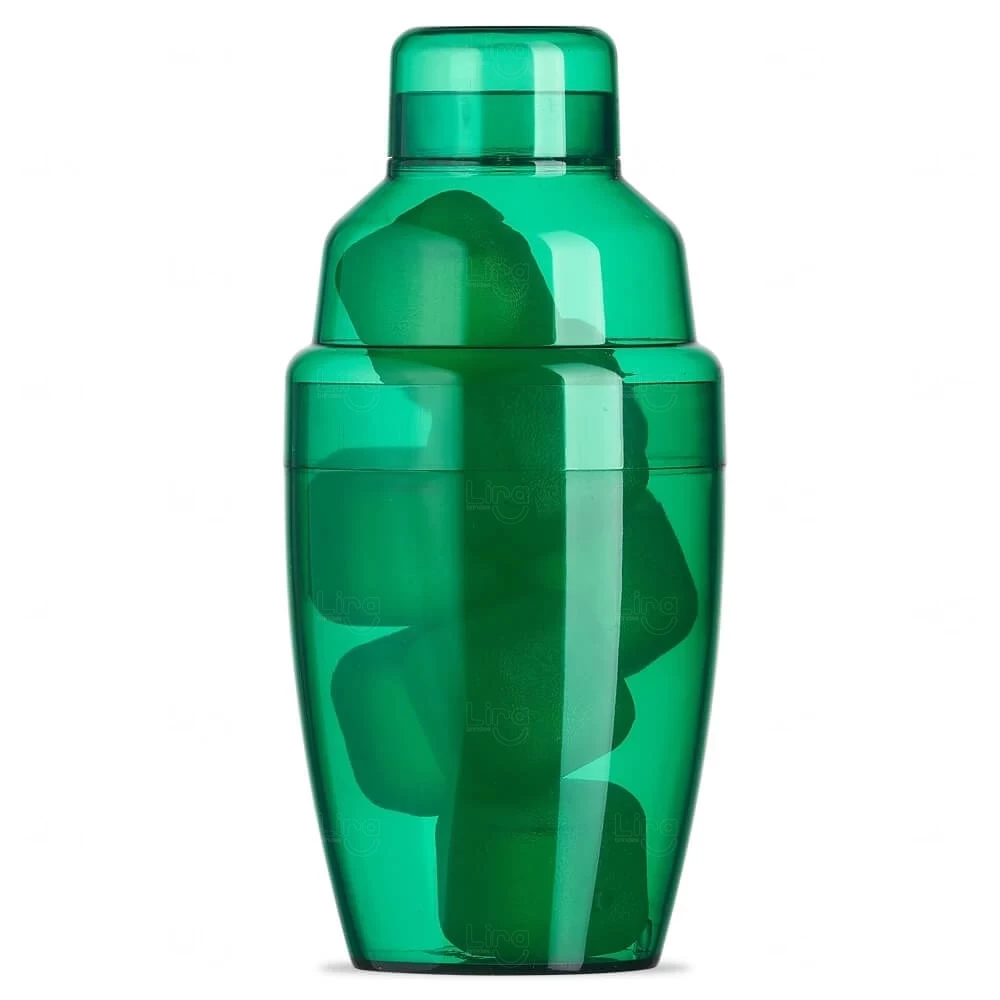 Coqueteleira Plástica 230ml com Gelo Ecológico Personalizada Verde