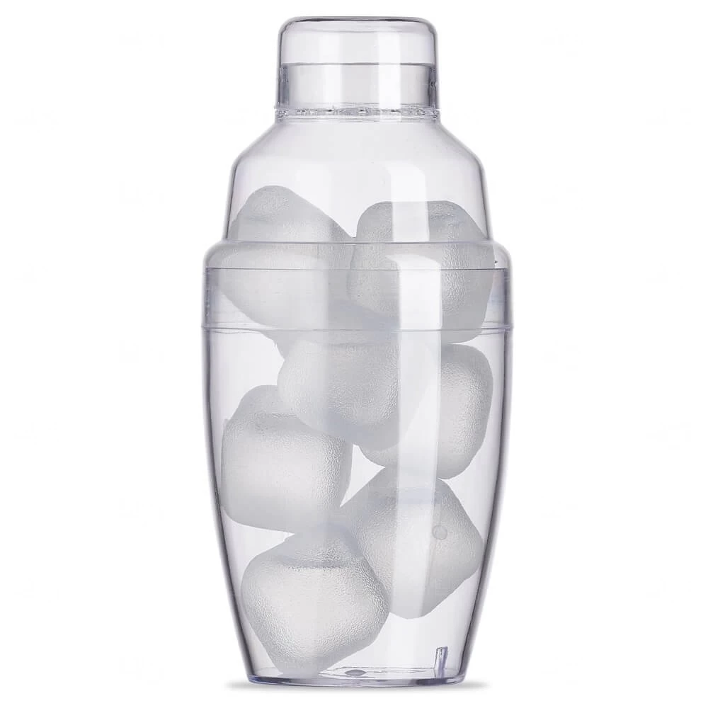Coqueteleira Plástica 230ml com Gelo Ecológico Personalizada Transparente