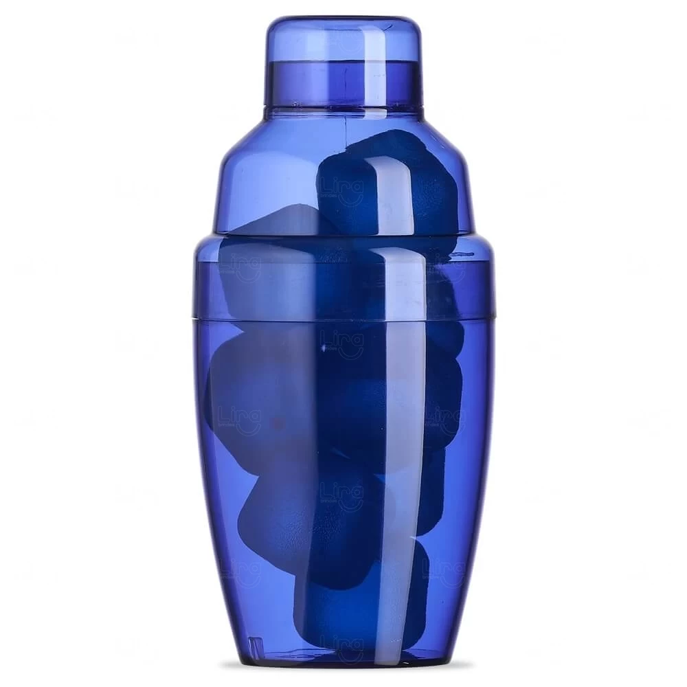 Coqueteleira Plástica 230ml com Gelo Ecológico Personalizada Azul