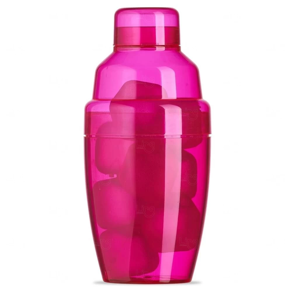 Coqueteleira Plástica 230ml com Gelo Ecológico Personalizada Rosa