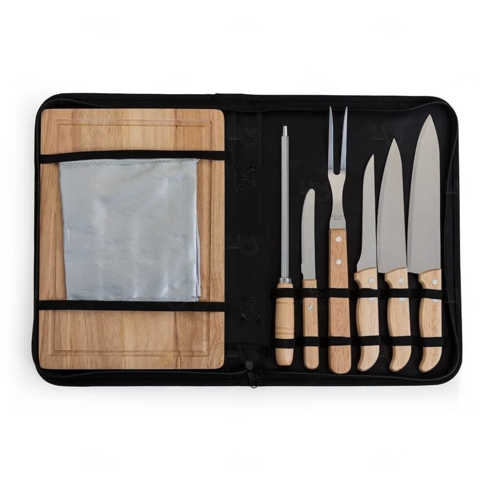 Kit Churrasco Personalizado - 8 Peças com Estojo 
