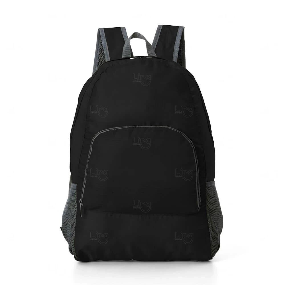 Mochila Dobrável Impermeável 21L Personalizada Preto