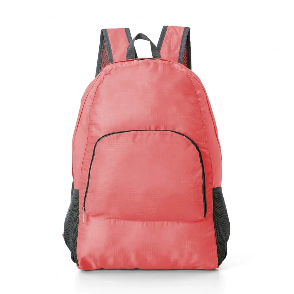 Mochila Dobrável Impermeável 21L Personalizada Rosa Claro