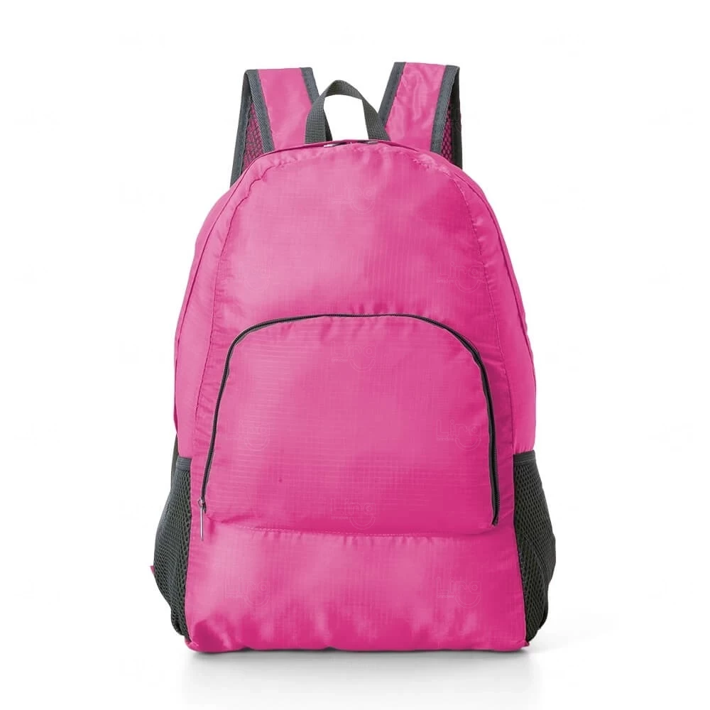 Mochila Dobrável Impermeável 21L Personalizada Rosa