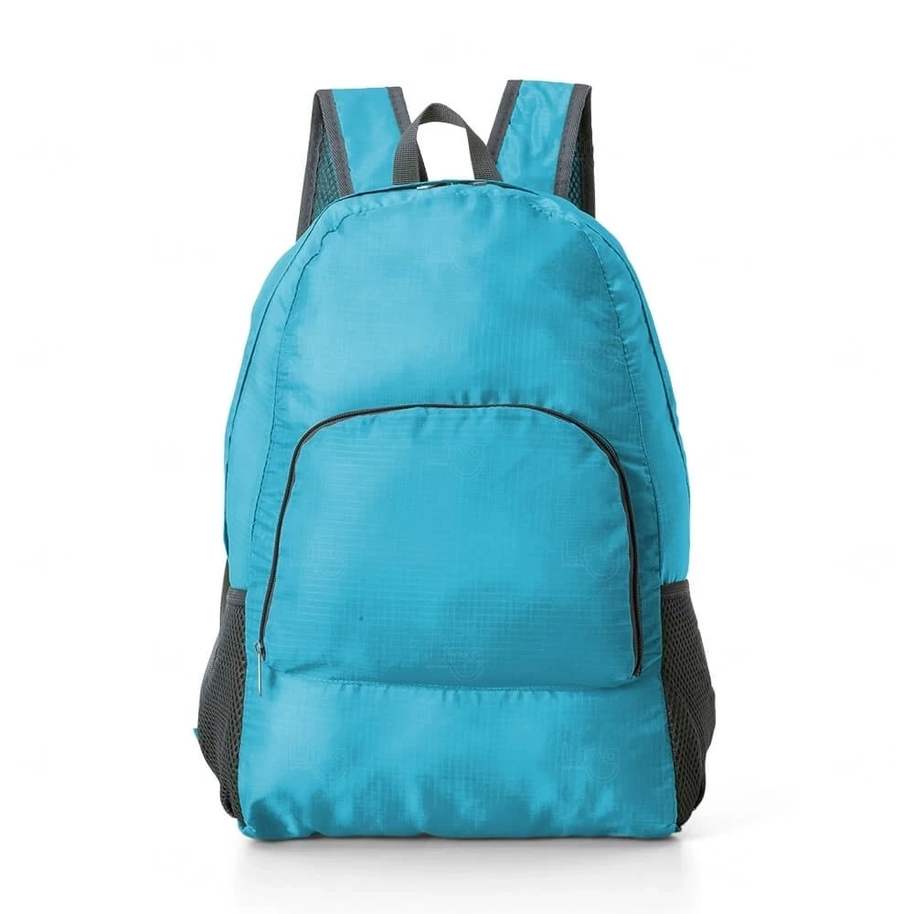 Mochila Dobrável Impermeável 21L Personalizada Azul