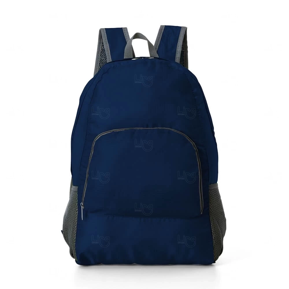 Mochila Dobrável Impermeável 21L Personalizada Azul Escuro