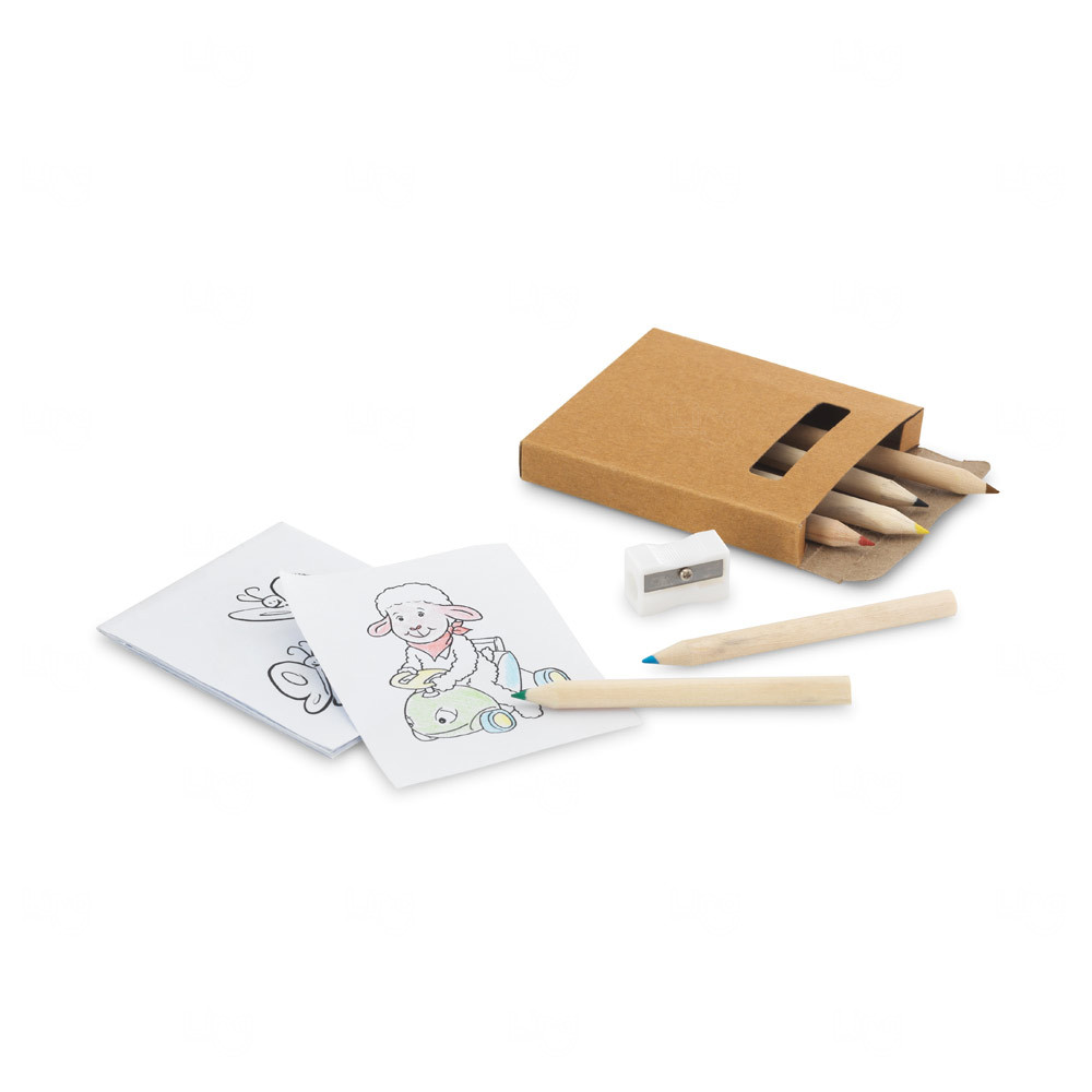 Kit para Colorir com 6 Mini Lápis e 15 Cartões - Personalizado 