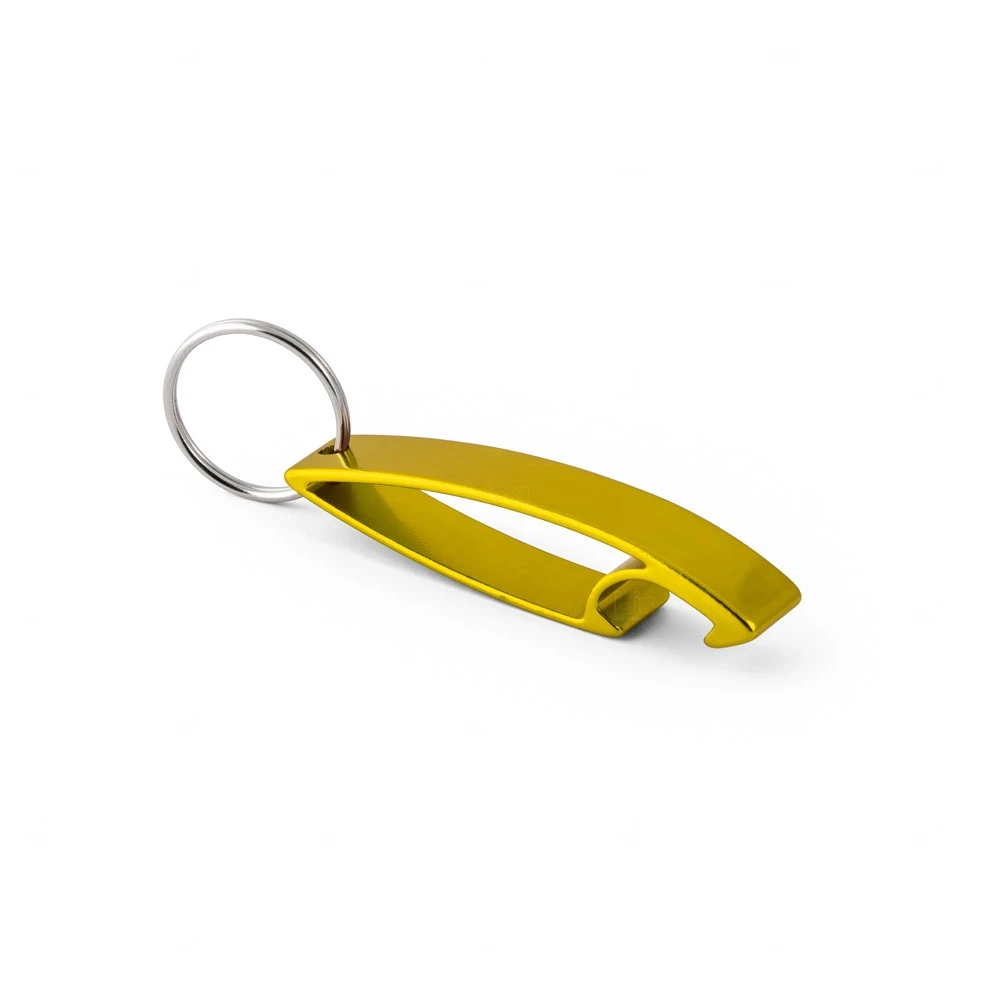 Chaveiro de Metal com Abridor de Garrafas Personalizado Amarelo