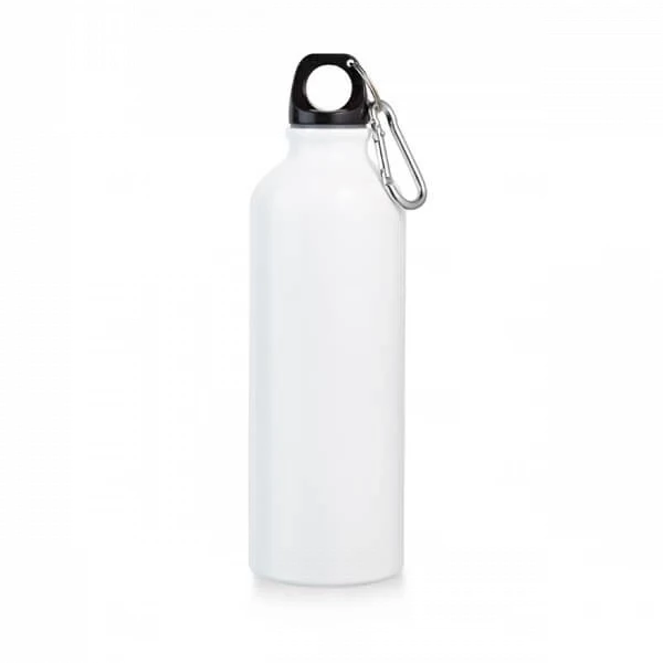 Garrafa 800ml em Alumínio com Mosquetão Personalizada Branco