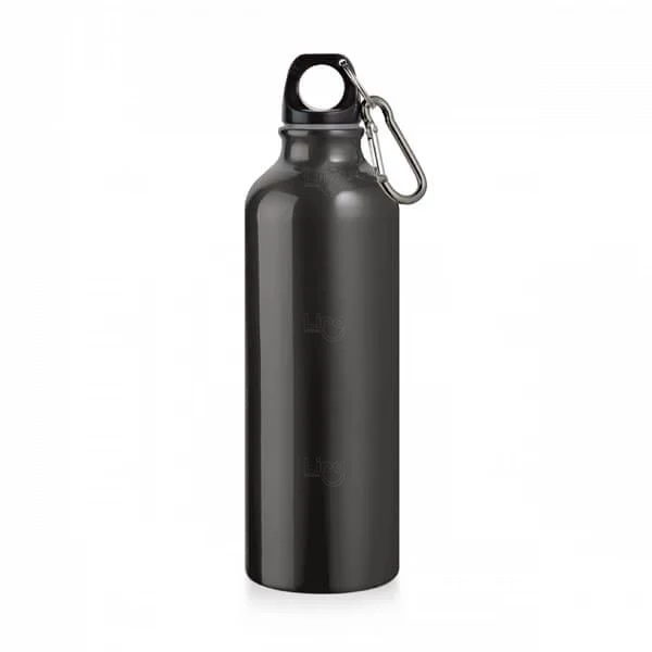 Garrafa 800ml em Alumínio com Mosquetão Personalizada Preto