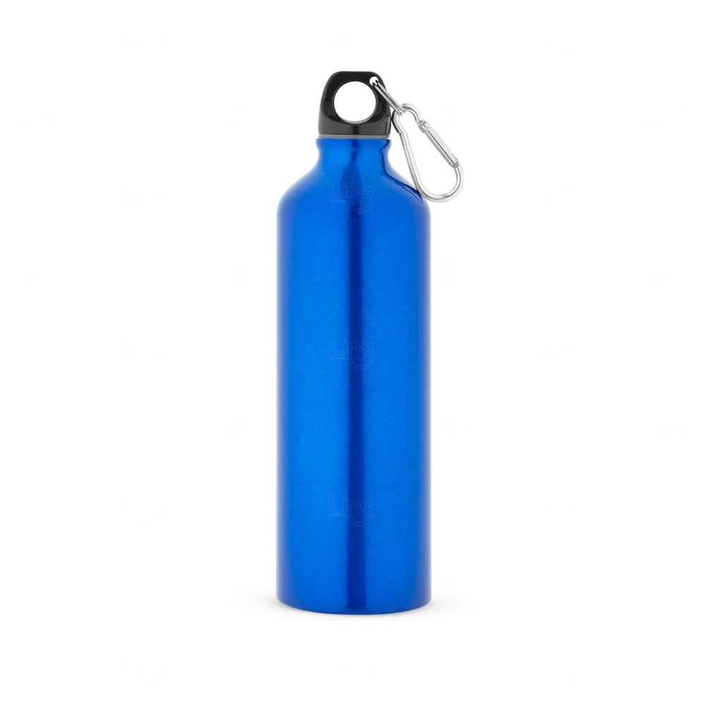 Garrafa 800ml em Alumínio com Mosquetão Personalizada Azul