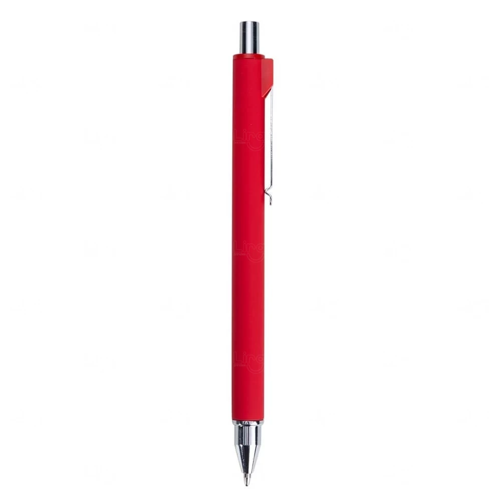 Caneta Alumínio Emborrachada Personalizada Vermelho