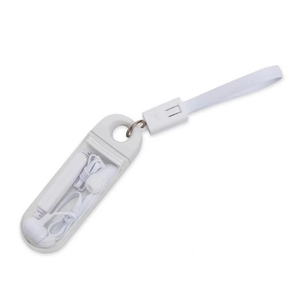 Fone de Ouvido Intra-auricular Bluetooth com Estojo Personalizado Branco