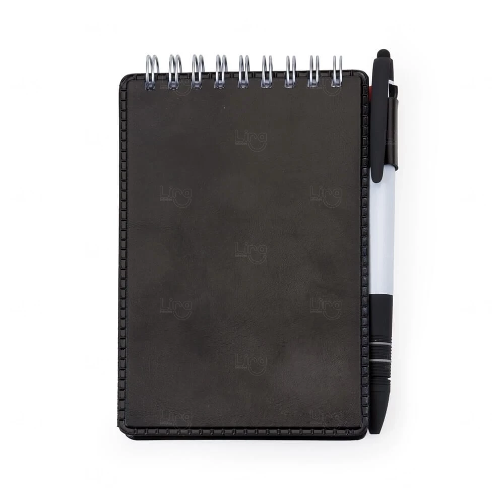 Bloco de Anotações com Suporte Personalizado - 14,9 x 9,1 cm Preto