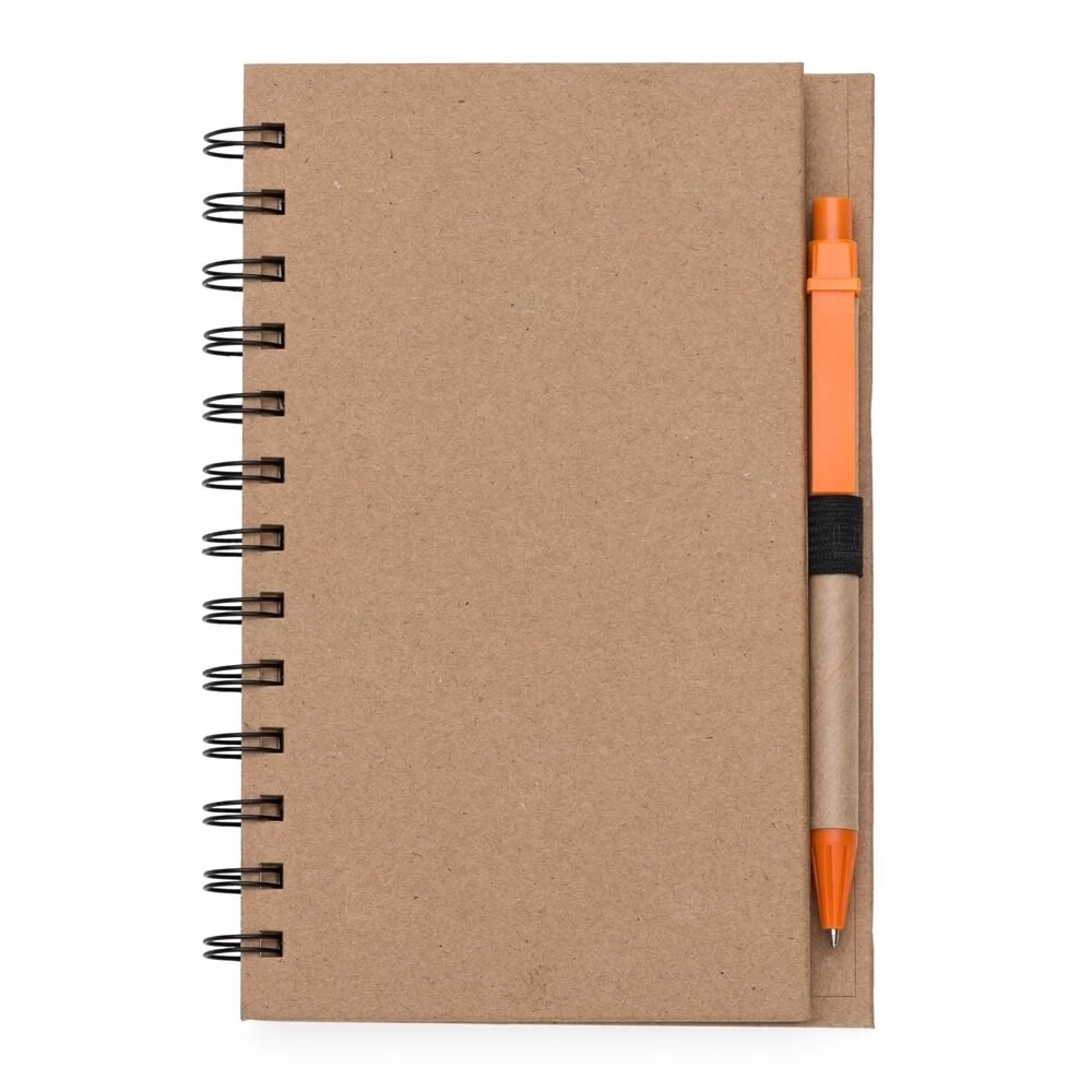Caderneta Ecológica com Caneta Personalizada - 18,2 x 12,1 cm Laranja