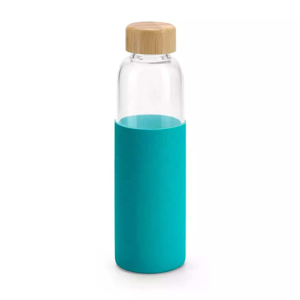 Garrafa de Vidro 600ml com Tampa de Bambu Personalizada 