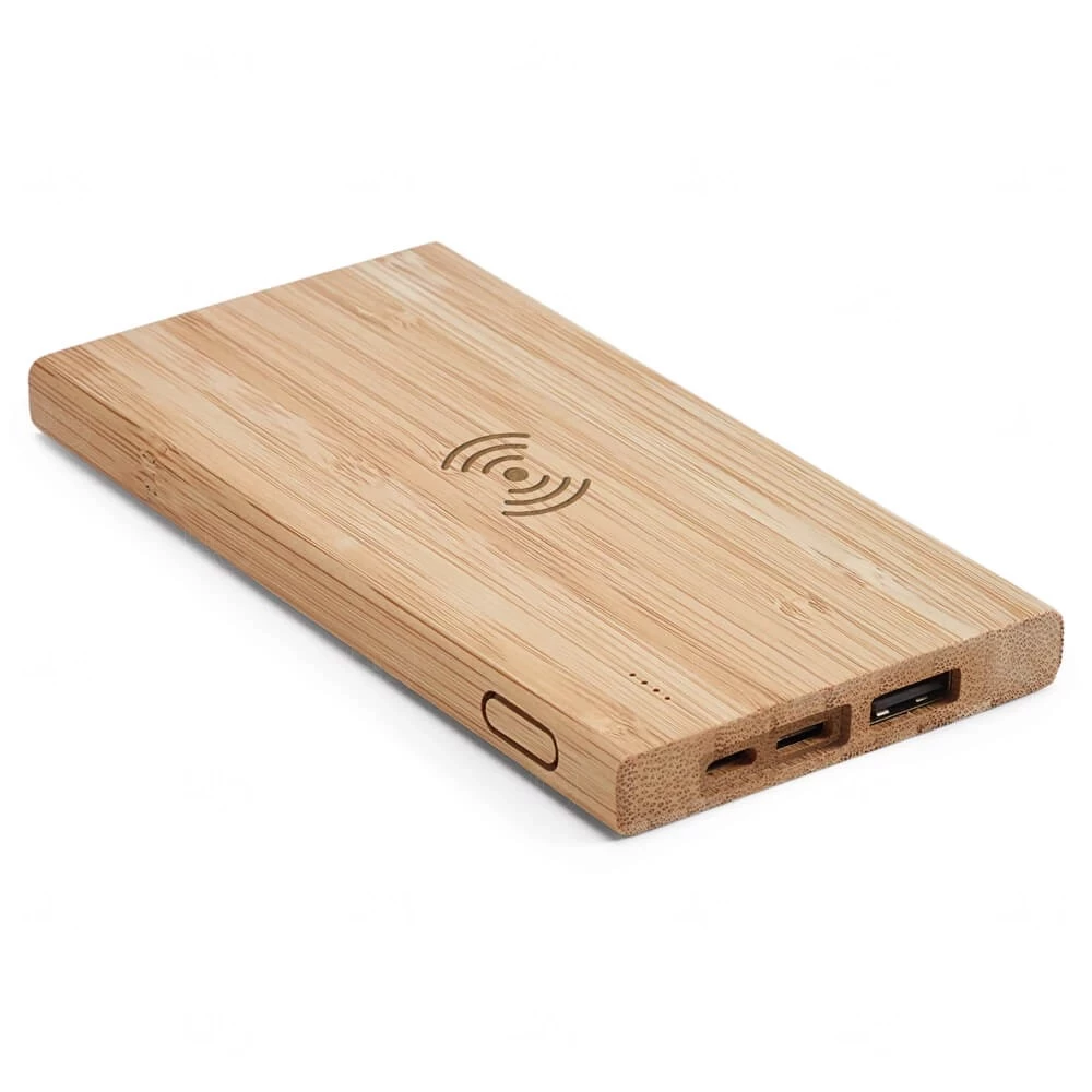 Bateria em Bambu Wireless 5.000 mAh Personalizada Natural