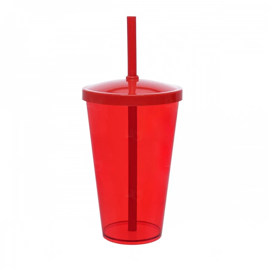 Copo Personalizado Liso (Leitoso ou Cristal) - 550ml Vermelho