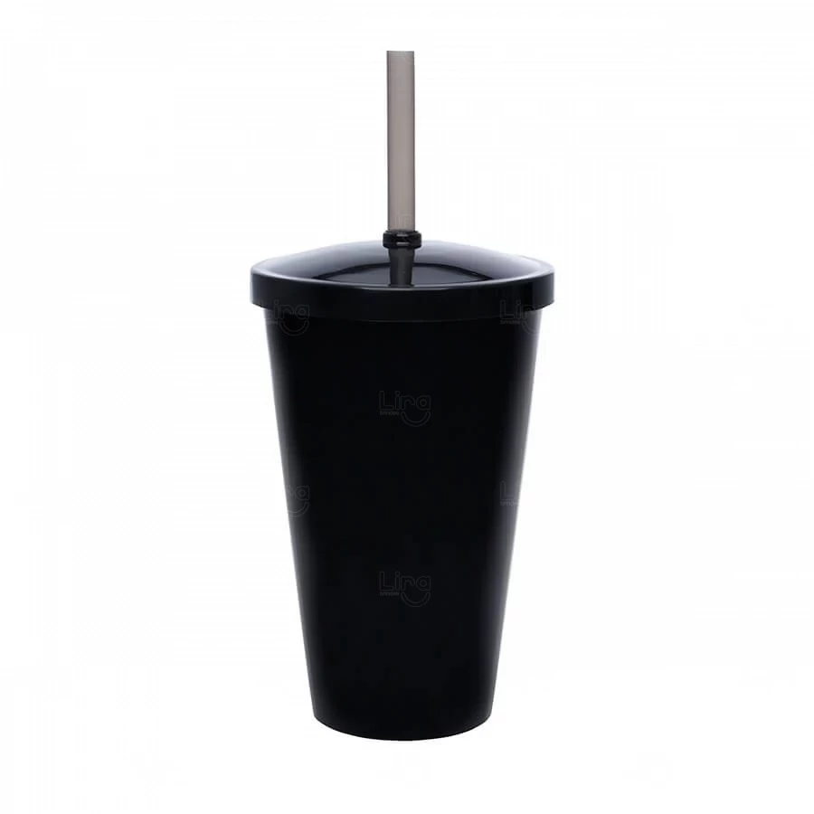 Copo Personalizado Liso (Leitoso ou Cristal) - 550ml Preto