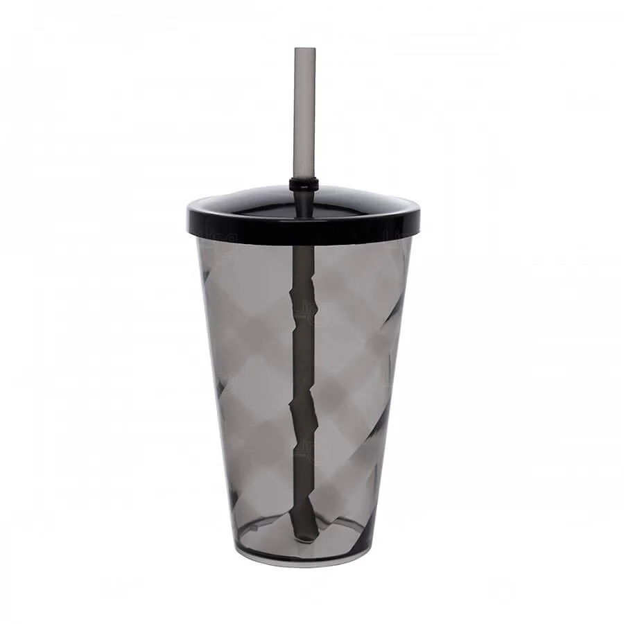 Copo Plástico 550ml Twister com Canudo Personalizado 
