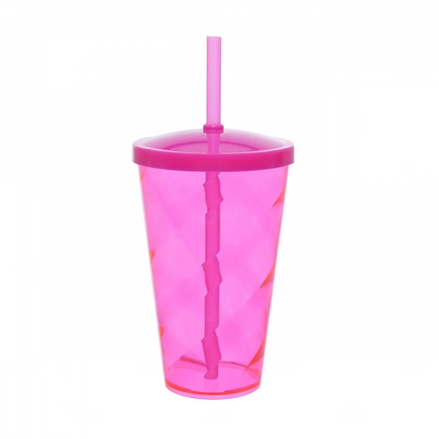 Copo Plástico 550ml Twister com Canudo Personalizado 