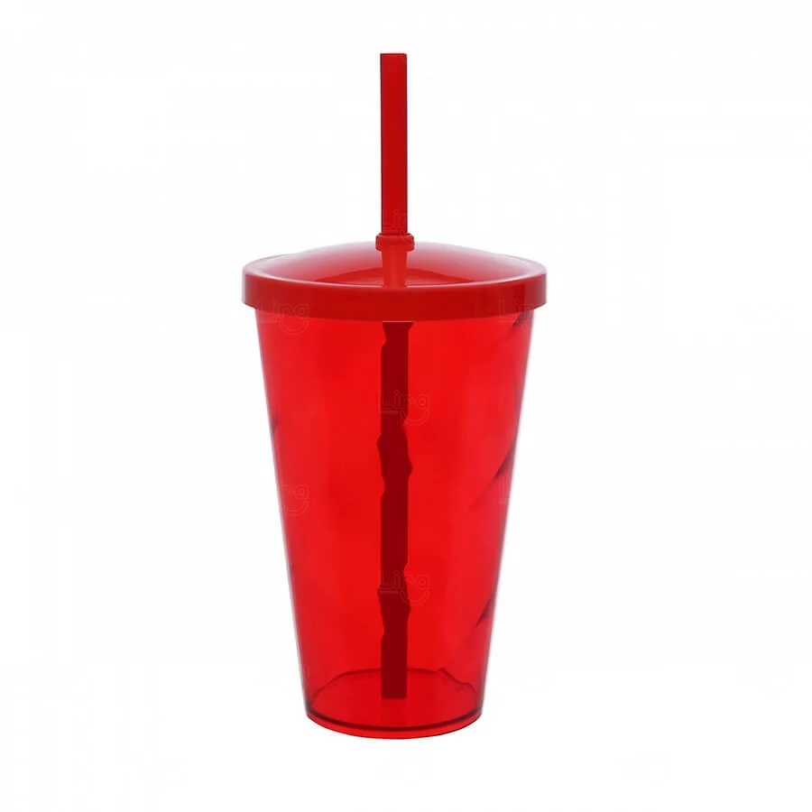 Copo Plástico 550ml Twister com Canudo Personalizado 