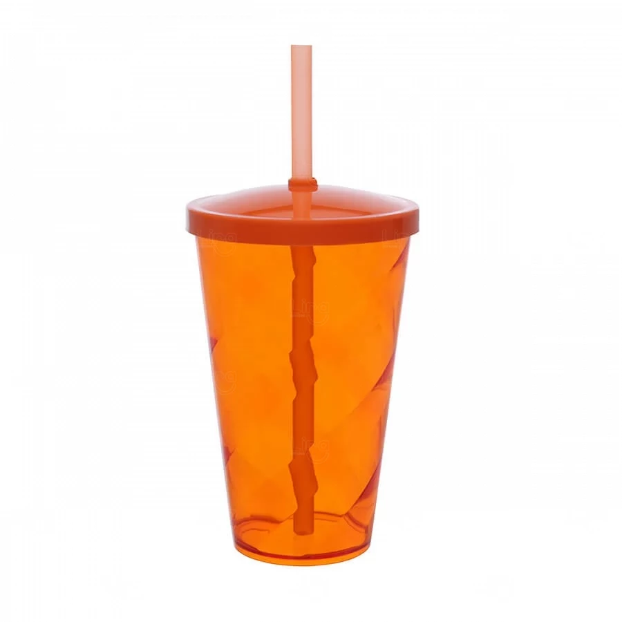 Copo Plástico 550ml Twister com Canudo Personalizado 