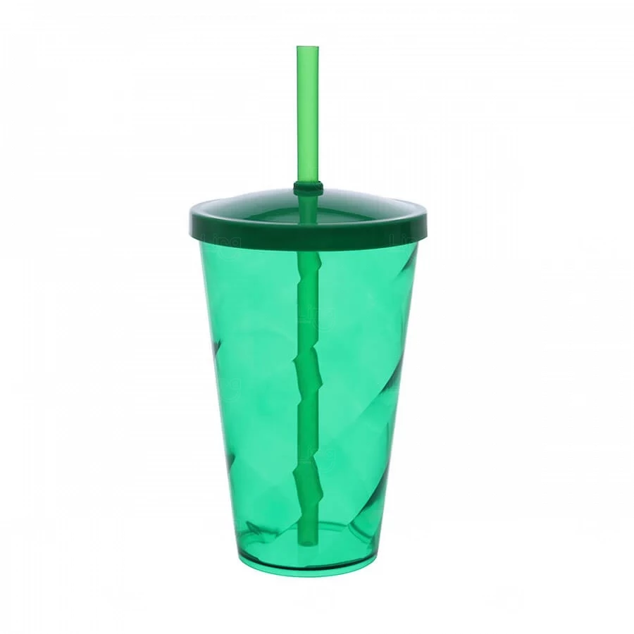 Copo Plástico 550ml Twister com Canudo Personalizado 