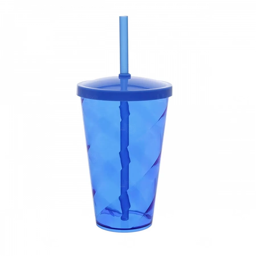 Copo Plástico 550ml Twister com Canudo Personalizado 