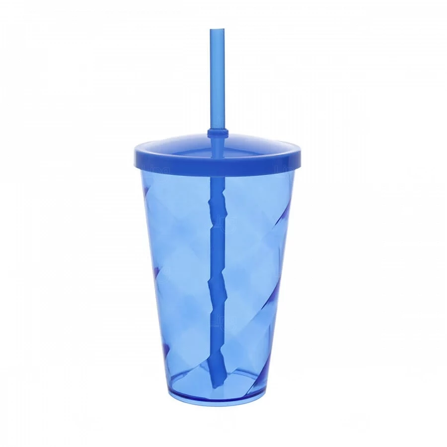 Copo Plástico 550ml Twister com Canudo Personalizado 