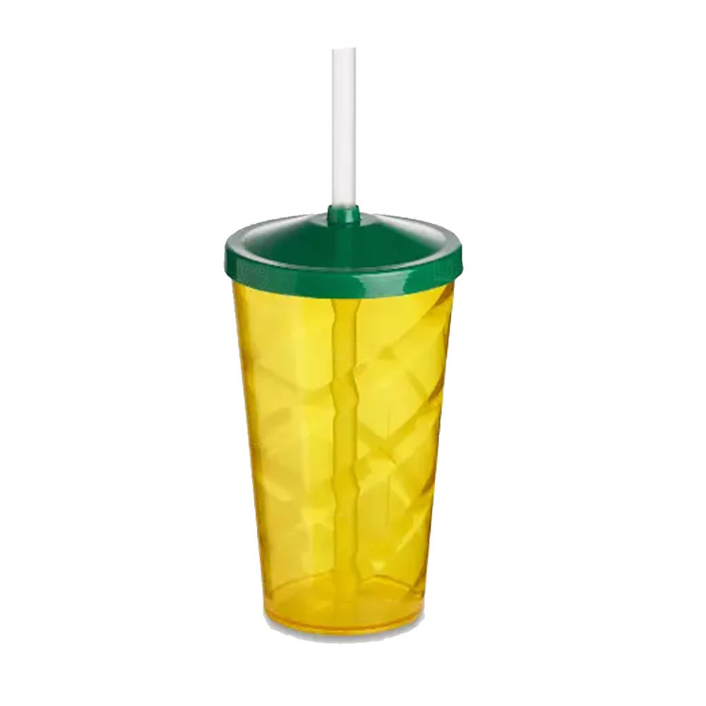 Copo Plástico 550ml Twister com Canudo Personalizado 