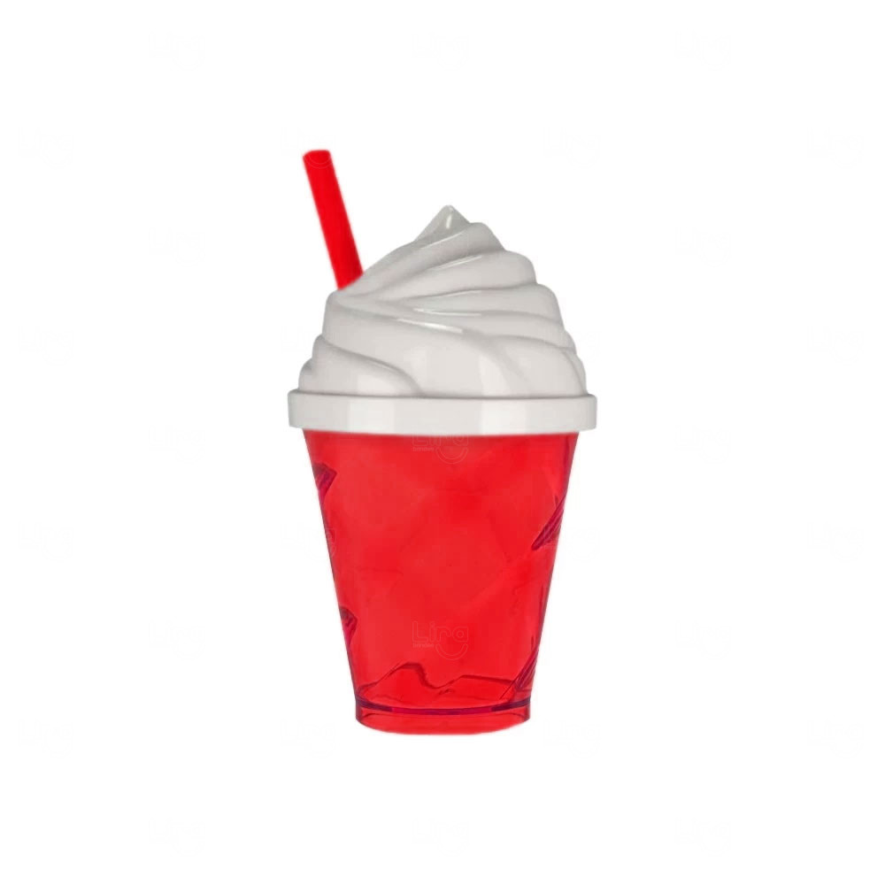 Copo Plástico 350ml com Tampa de Sorvete Personalizado 