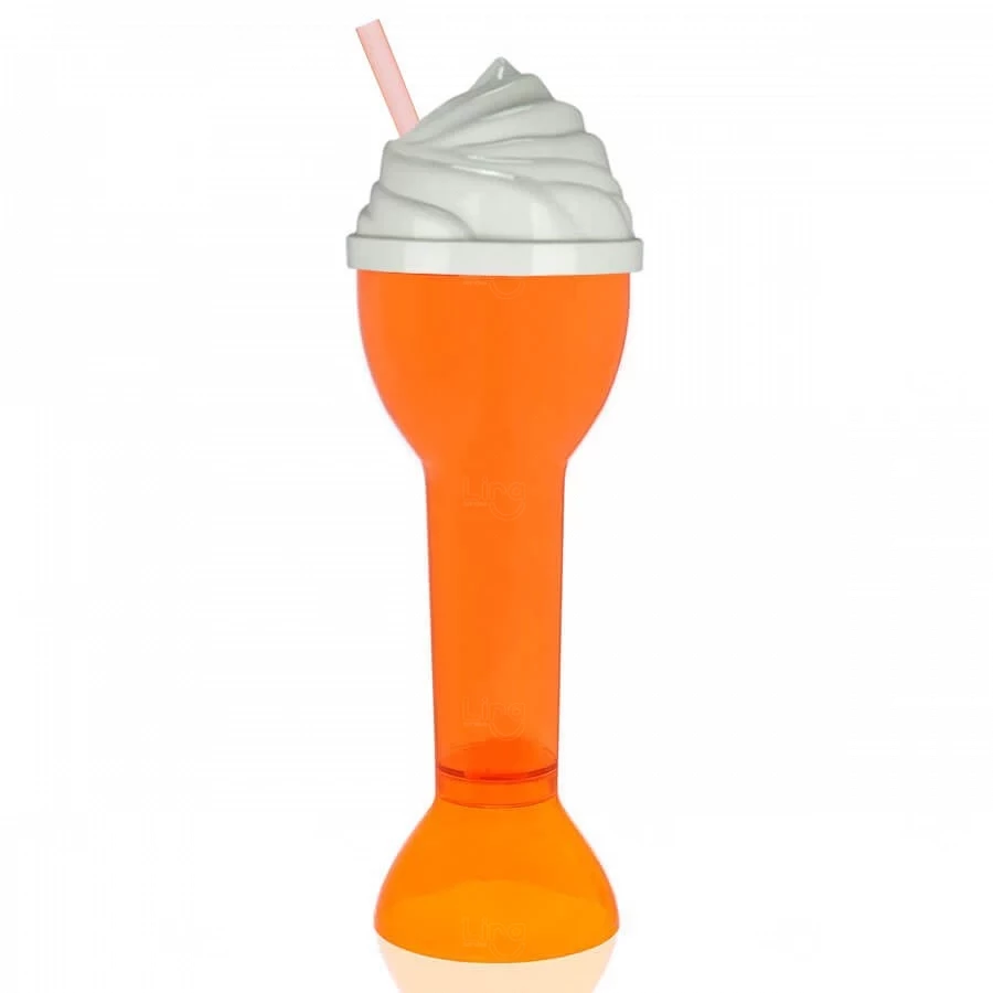 Copo Plástico 550ml com Tampa Sorvete Personalizado 
